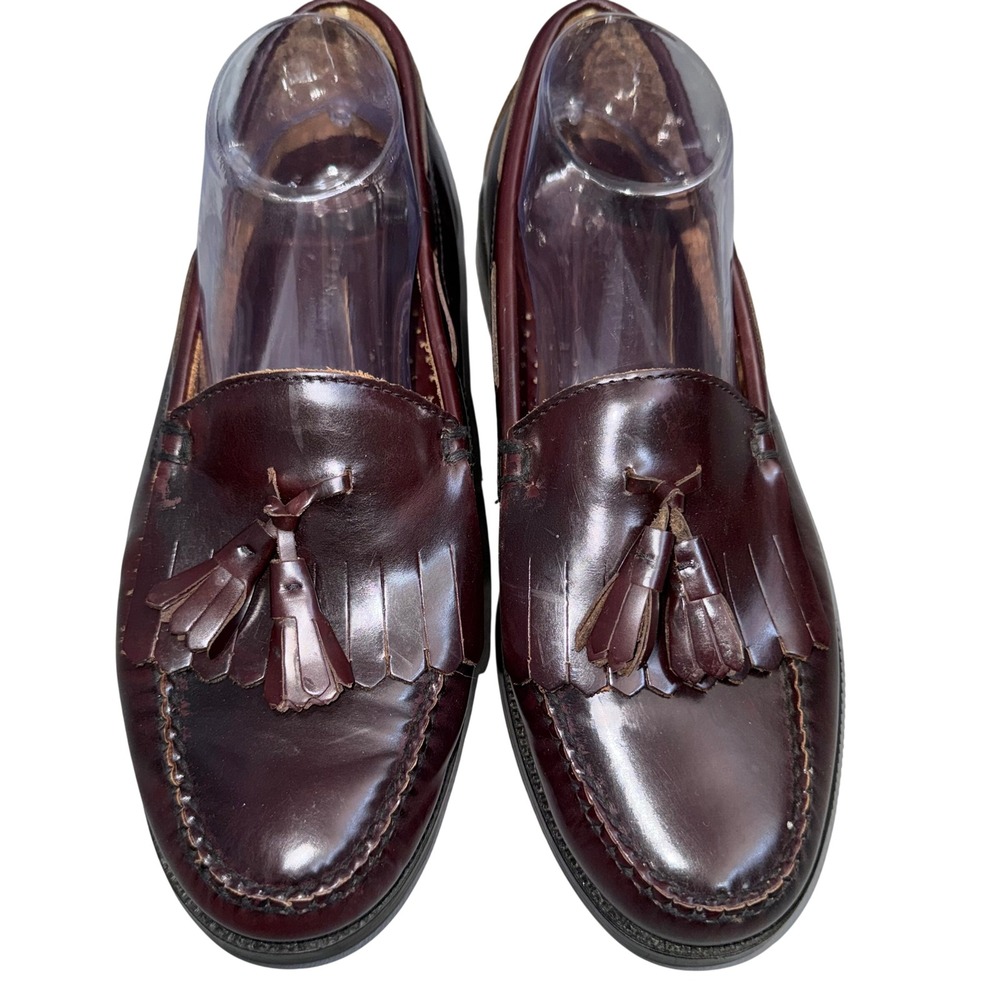 Bostonian Mens Burgundy Leather Kiltie Tassel Loafers Dress Shoes Size 8.5 M